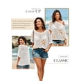 thumbnail image 3 of Shine Up Crochet Beach Coverups Women Swimsuits Summer Short Sleeve Blouses Knit Hollow Out Tops, 3 of 5