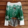 thumbnail image 5 of Arlun Plus Size Christmas Knit Sweaters for Women Red Glass Elk Reindeer Snowman Print Xmas Pullovers Tops Trendy Soft Comfort Long Sleeve Round Neck Cute Sweater Green L, 5 of 5