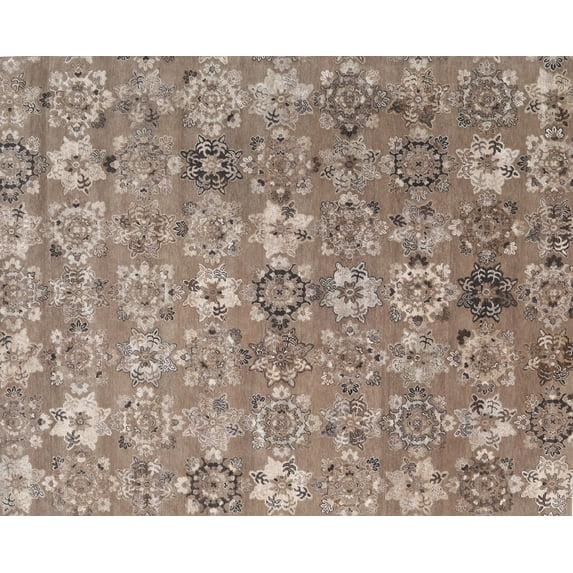 Ahgly Company Indoor Rectangle Contemporary Light French Beige Brown Abstract Area Rugs, 2' x 4'