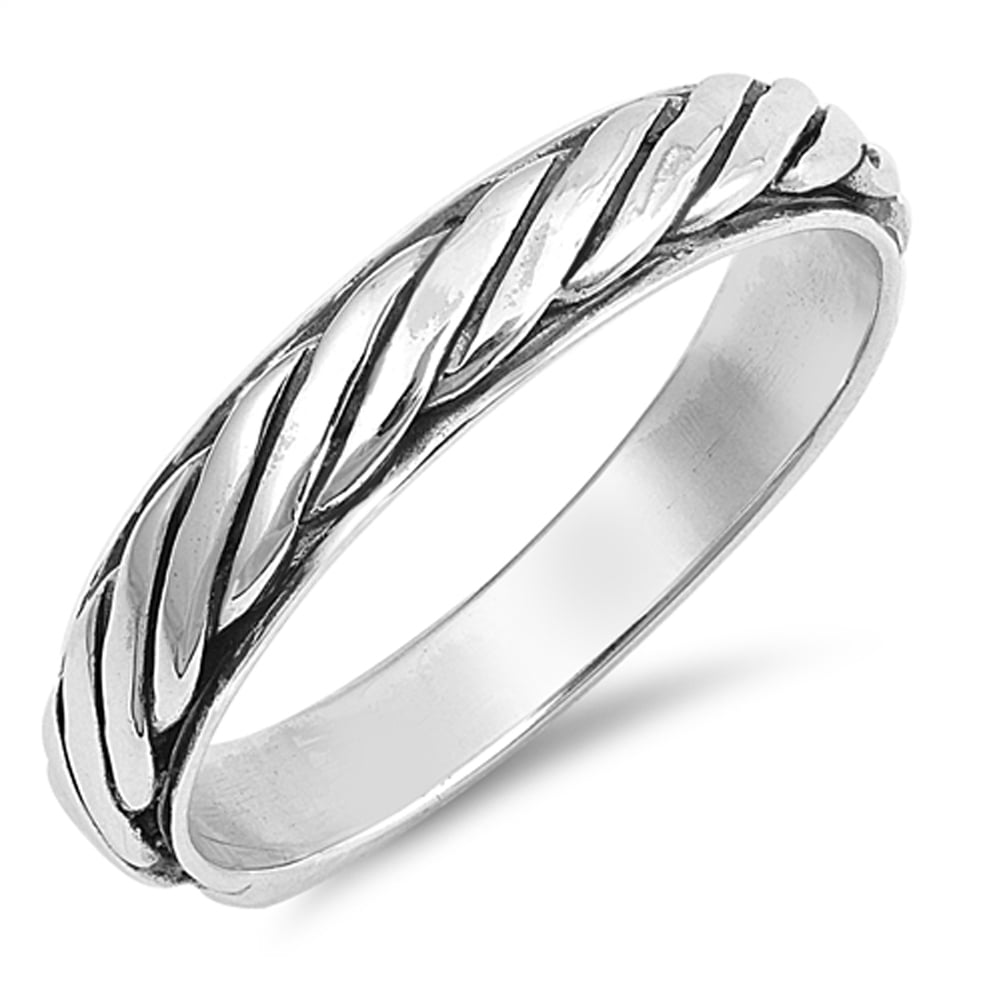 Beautiful High Polish Simple Repeating Circle Ring New .925 Sterling Silver Band Sizes 4-10