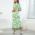thumbnail image 4 of Itsame Womens Casual Dresses Printed V-neck Thin Dress Green Size L, 4 of 7