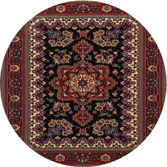 Ahgly Company Indoor Round Traditional Brown Persian Area Rugs, 3' Round