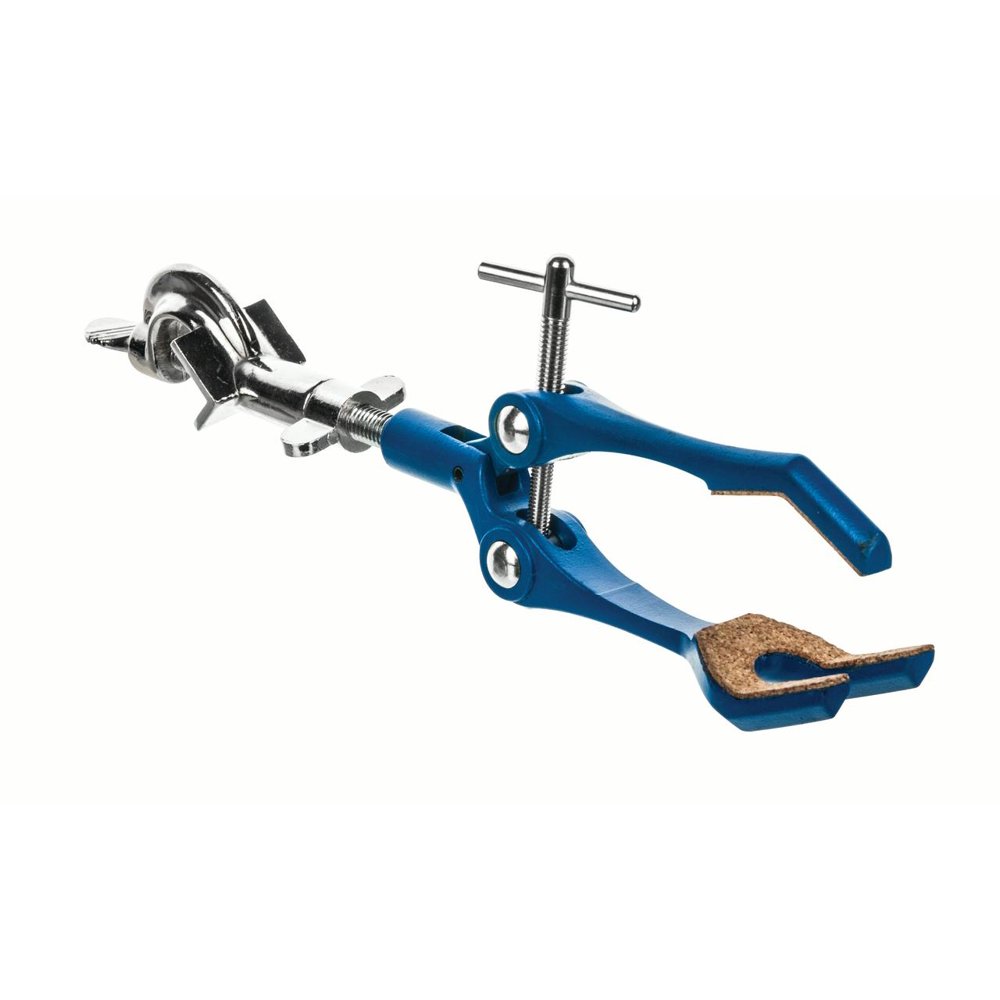 3 Finger, Cork Lined Extension Clamp on Swivel Bosshead 3.4" Max