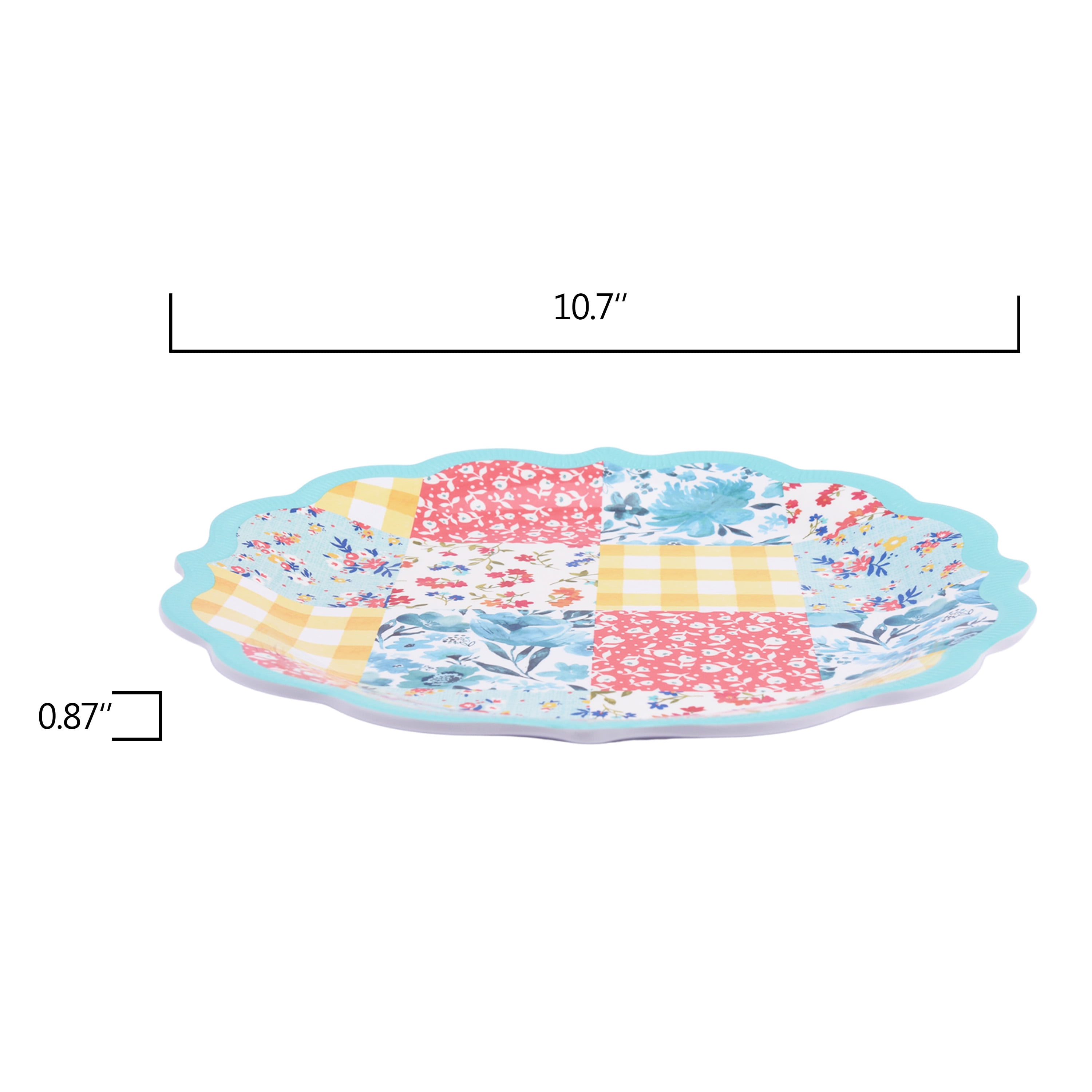 The Pioneer Woman Patchwork Medley 12-Piece Melamine Dinnerware Set
