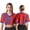 Red, variant on Women's Ivory Cropped Football Soccer Jersey Short Sleeve Mesh Tee Game Day Summer Casual Fan Sports Top