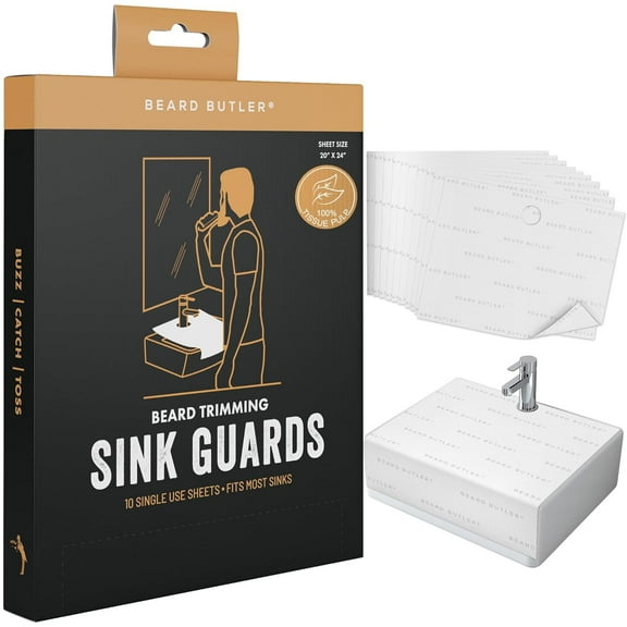 Disposable Sink Guards (10ct) - Biodegradable Beard Hair Catcher for Sink - No-Mess Beard Trimming Solution - 100% Plastic-Free Beard Bib Alternative - Easy Cleanup: Buzz, Catch, Toss