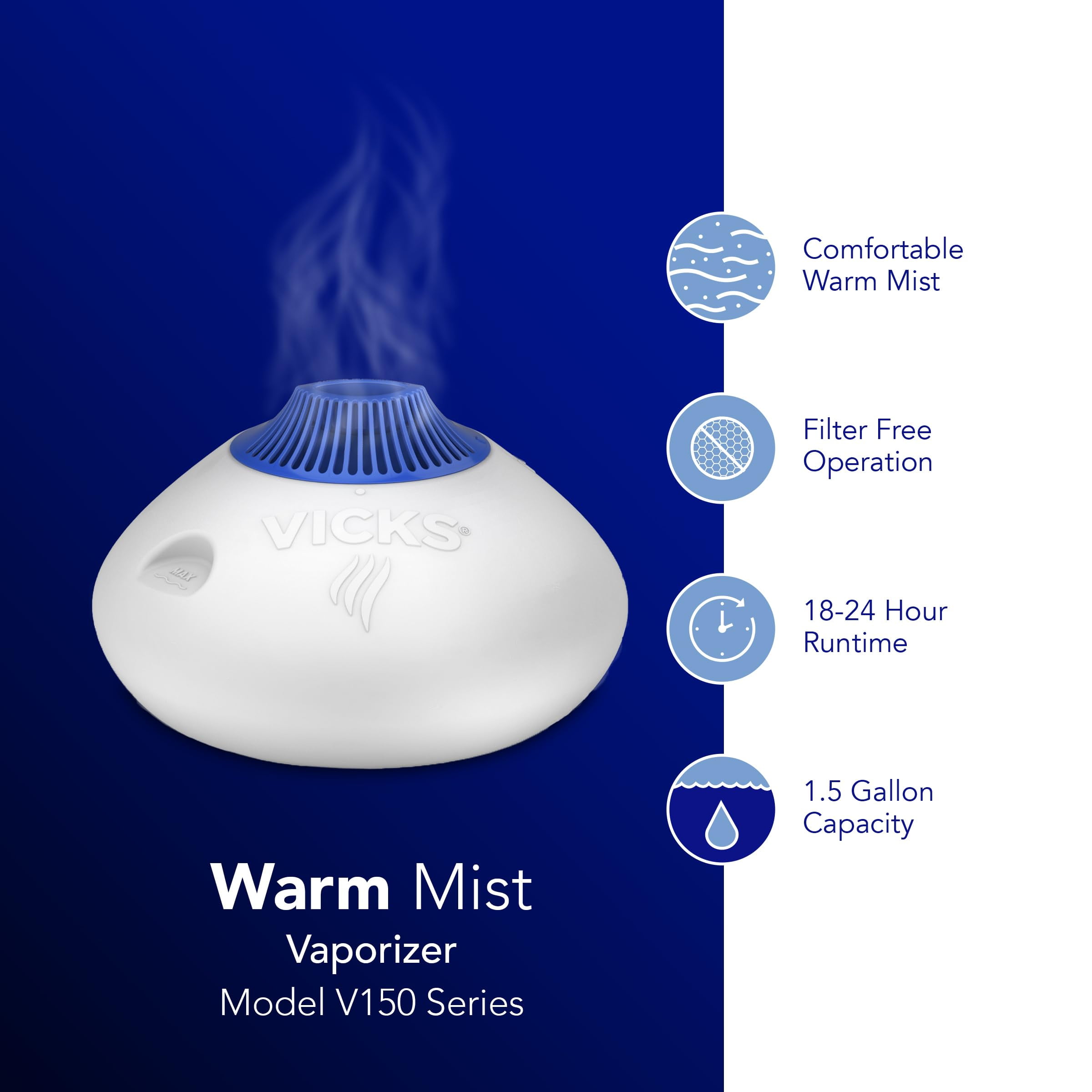 Vicks Warm Steam Vaporizer with Nightlight (Pack of 16)