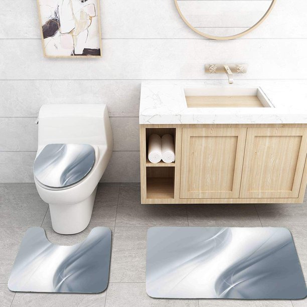 ABPHQTO Gris Suave Abstracto Puro Concepto Estilo Arte Urbano Moderno Elegante Juego de alfombras de baño de 3 piezas Alfombra de baño Alfombra de contorno y tapa de inodoro ABPHQTO Cont-CHAPPLE-35787