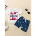 thumbnail image 2 of Bagilaanoe 4th of July Clothes for Newborn Baby Boys Short Sleeve Letter Print T-Shirts Tops + Stars Shorts 6M 12M 18M 24M Infant Independence Day Outfits 2pcs Short Pants Set, 2 of 9
