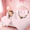 thumbnail image 3 of meiyoeat Cheetah Print Initial E Twin Comforter Sets,Girly Bow Monogram Art Bedding Set For Girl,Pink Reversible,2 Pieces,1 Comforter and 1 Pillowcase, 3 of 7