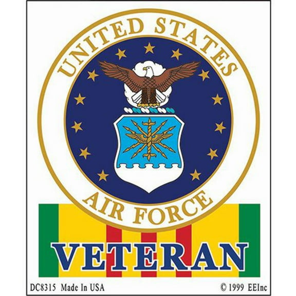 Eagle Emblems DC8315 Sticker - Vietnam, USAF Veteran - Clear Vinyl - 3.5 x 4.13 in.