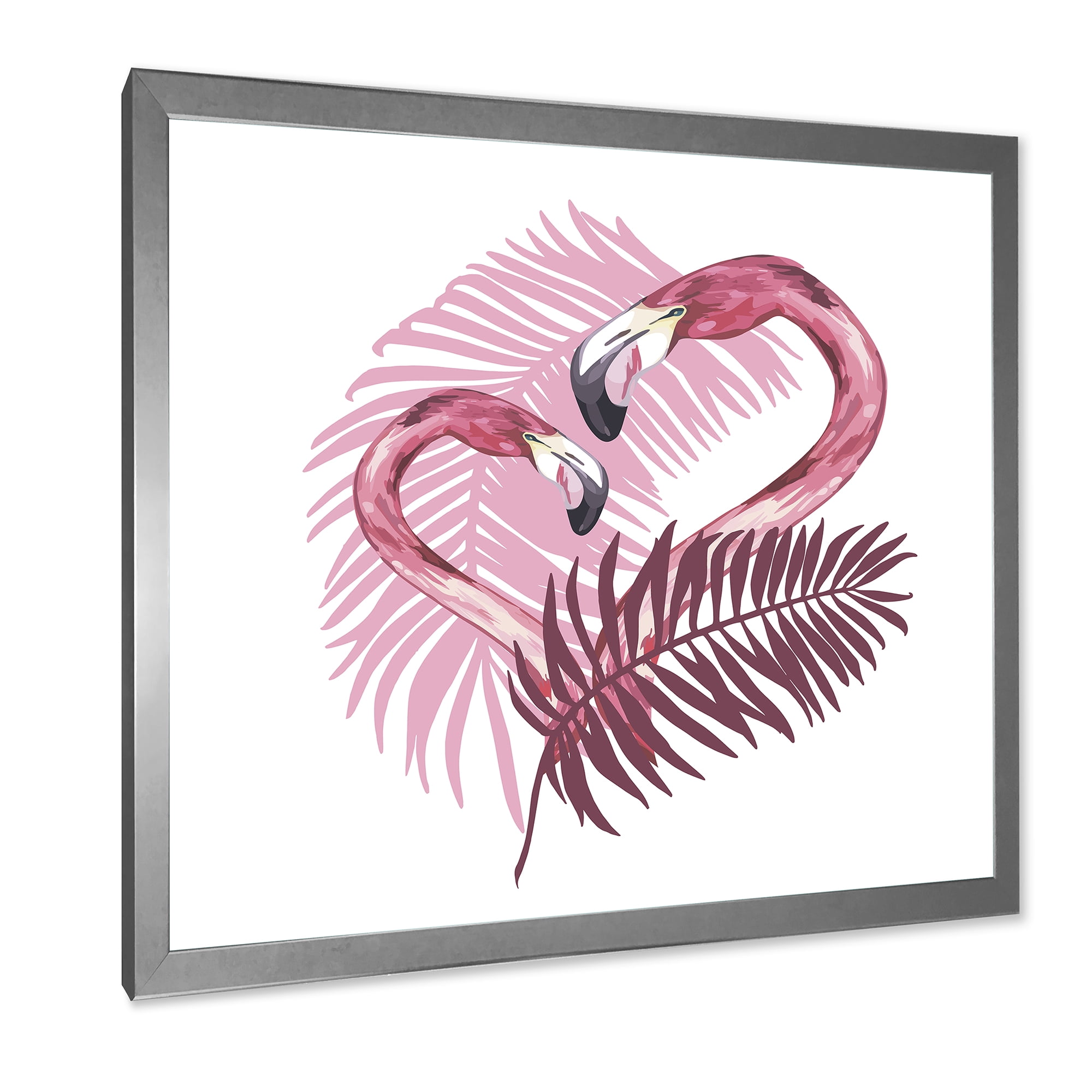 Designart 'Pink Flamingo In Tropical Summer II' Tropical Framed Art Print