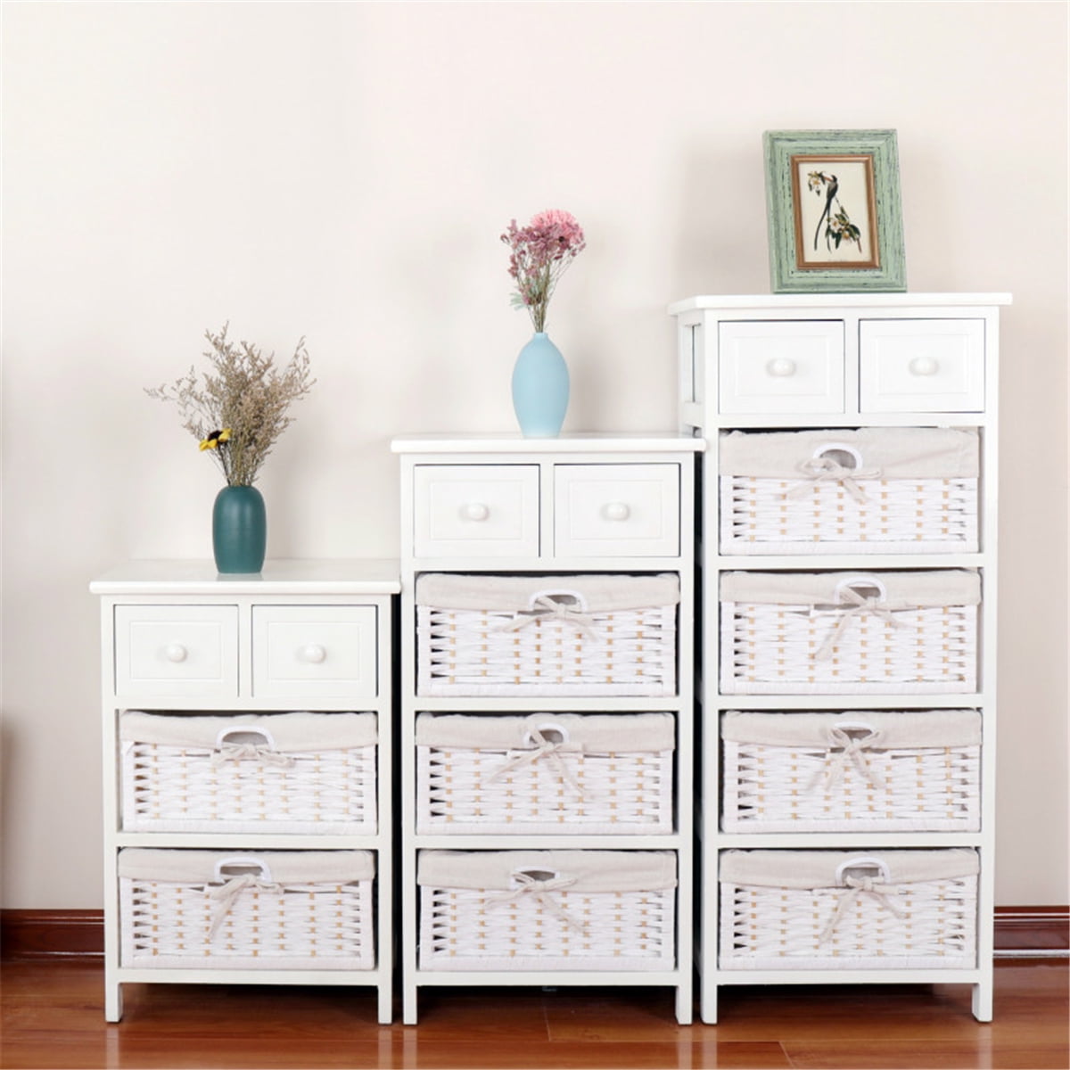 White Night Stand Wood End Side Bedside Table Nightstand Organizer Wood With Drawers Storage Basket For Wedding Bedroom Decor Walmart Com Walmart Com