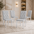 thumbnail image 3 of StnTalk Light Gray Dining Chairs Set of 4, Button Tufted Upholstered Faux Leather Dining Room Chairs with Silver Metal Legs, Modern Parsons Chairs for Kitchen and Dining Table, Easy Assembly, 3 of 7