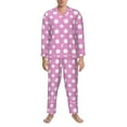 thumbnail image 3 of Naloa Purple And White Polka Dot Men’s Pajamas Set - Long Sleeve Button Down Sleep Shirt and Pajama Bottoms Sleepwear Set-XX-Large, 3 of 7
