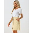 thumbnail image 3 of DARING DIVA Women's A-line Button Front Denim Short Skirt XS Khaki, 3 of 6