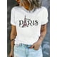 thumbnail image 1 of Camiseta Jaime Paris con estampado de letras chic para mujer: cuello redondo, manga corta, poliéster transpirable, ideal para primavera/verano. Ideal para adultos, hombres, mujeres, adolescentes, jóv, 1 of 6