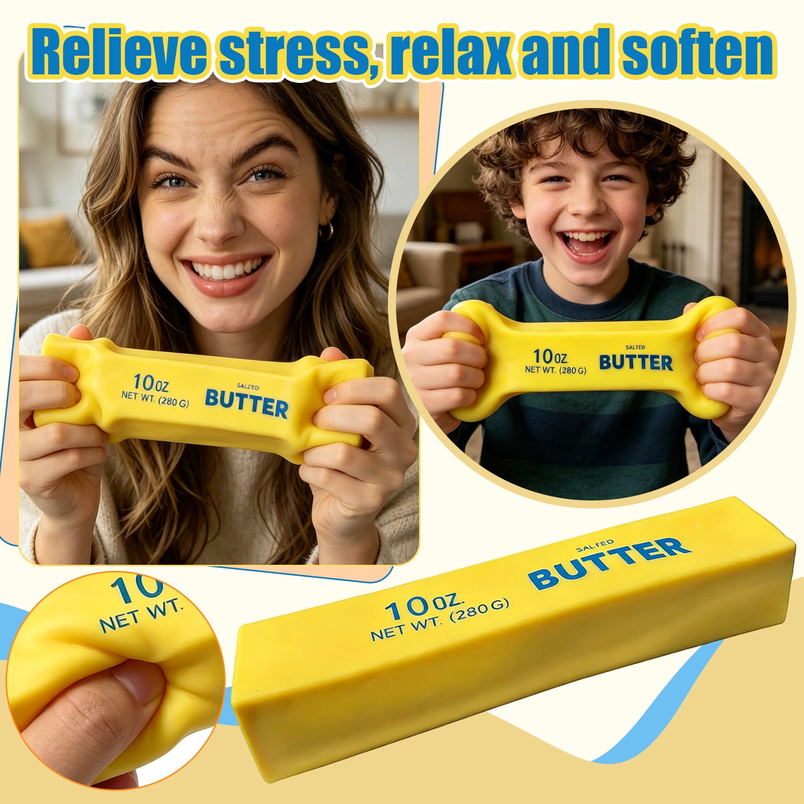 Butter Squishy 10oz Jumbo Squishy Stick of Butter - Realistic Slow Rising Food Fidget for Stress Relief & Anxiety Relaxation 2026