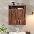 thumbnail image 5 of Modern Minimalist Bathroom Medicine Cabinet with Adjustable Shelf, Sliding Drawer and Magnetic Push Latch, Above Toilet Wall Mounted Hanging Storage Cabinet, Brown, 5 of 13