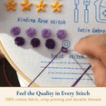 thumbnail image 4 of ComfiTime Embroidery Kit for Beginners – 4 Skill-Building Levels for Kids & Adults, Stamped Basic Stitch Patterns, Easy Arts & Crafts with 2 Hoops, Threads/Floss, Needles, Scissors & Instructions, 4 of 14