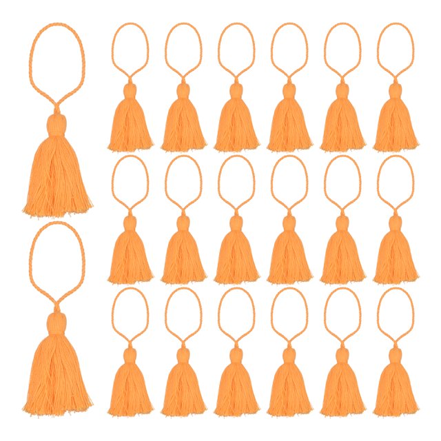 Unique Bargains 20 Packs Bookmark Tassels 4.3 Inch Hanging Loop Small Tassels Soft Mini Tassels, Light Orange