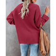 thumbnail image 3 of HSHDLDF Women's Oversized Sweaters Batwing Long Sleeve Loose V Neck Button Henley Tops Pullover Knit Jumper, 3 of 5