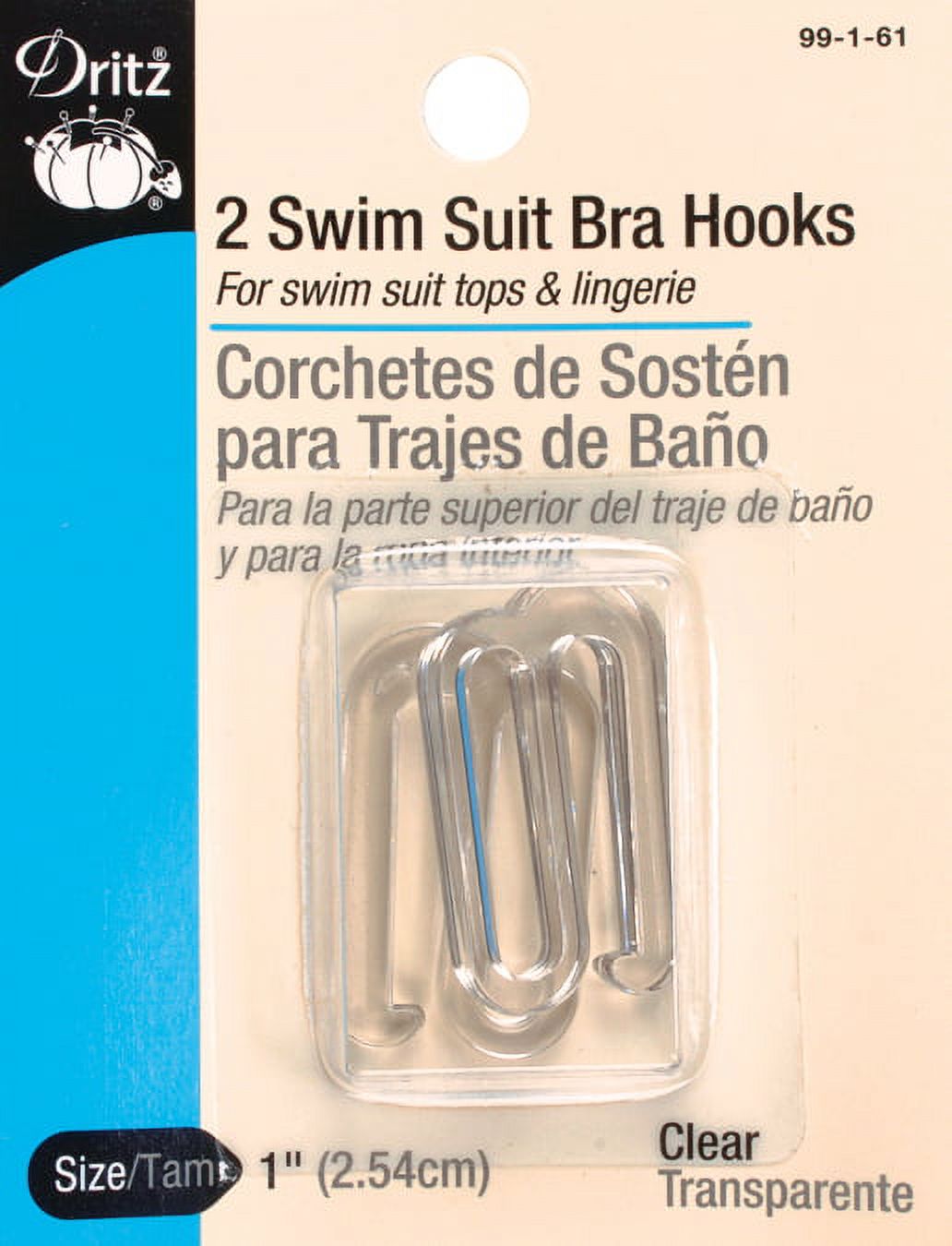 Dritz Swimsuit Bra Hook 1 Wide 2/Pkg-Clear 