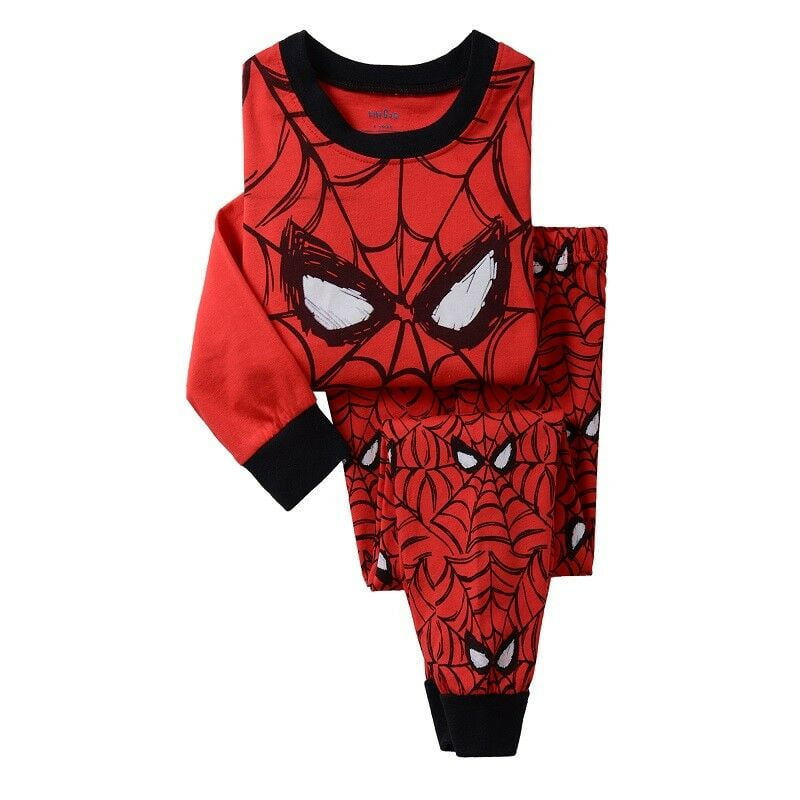 Kids Boys Superhero Spiderman T-Shirt Top Outfits Set Cartoon Pajamas Sleepwear 
