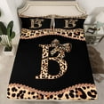 thumbnail image 2 of Homewish Cartoon Monogrammed B Twin Sheet Sets for Teens, Leopard Cheetah Print Twin Fitted Sheet, Modern Fashion Flat Sheet, Ultra Soft Bedroom Decor, 3 Pieces, 2 of 7