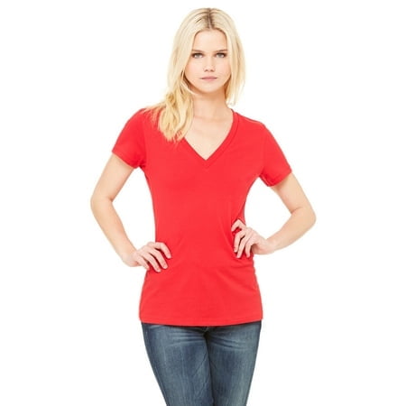 BELLA+CANVAS T-Shirt à Manches Courtes Col en V Profond pour Femmes