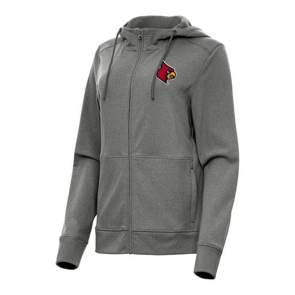 Women's Antigua Heather Black Louisville Cardinals Seeker Full-Zip Hoodie