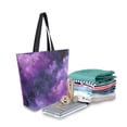 thumbnail image 2 of Open Top Canvas Tote Bag with Zipper Reusable Shopping Bag 13.5x15" Roomy Carryall Purple and Black Tie-dye Texture, 2 of 9