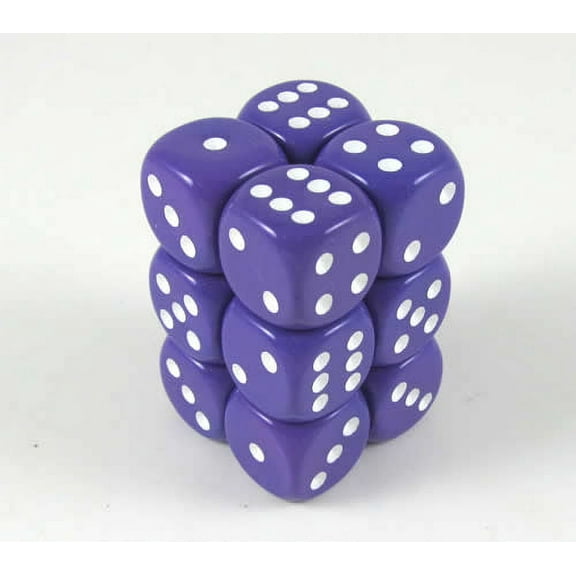 Purple Opaque Deluxe Dice with White Pips D6 16mm (5/8in) Pack of 12 Koplow Games