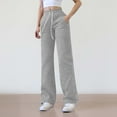 thumbnail image 2 of Sweatpants for Women Wide Leg Elastic Waist Trousers Solid Drawstring Sweatpant With Pockets, 2 of 6