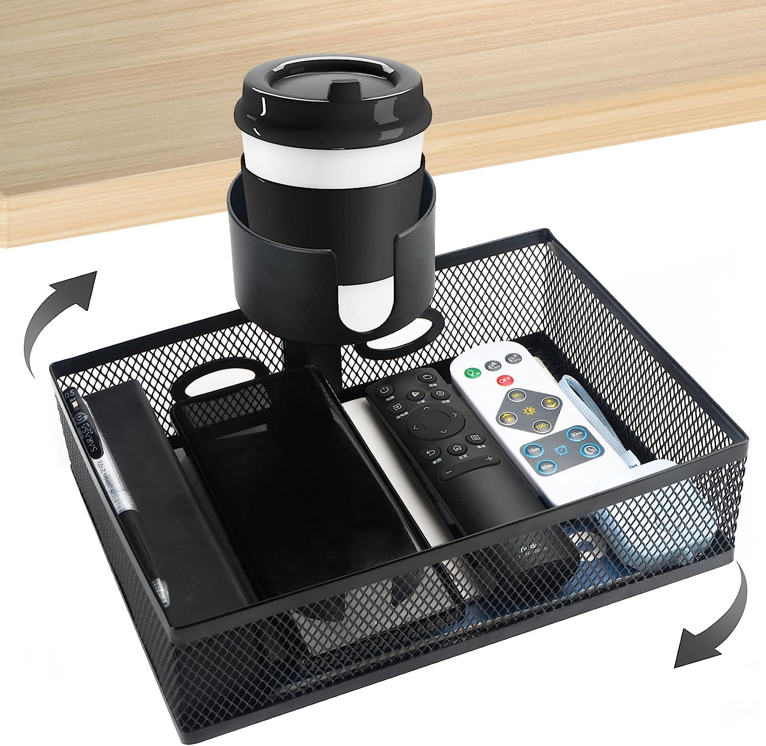 Prociv Under Desk Drawer, 360 ° Rotary Under Desk Storage Drawers with