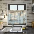 thumbnail image 6 of 36 Inch Length Kitchen Curtains Nautical Old Ship Shapes 2 Panels Half Window Sheer Curtains Rod Pocket Farmhouse Short Drapes for Bathroom Cafe Basement Home Decor, 6 of 7