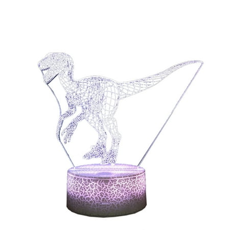 

LED Night Light Creative 3D Illusion Lamp Dinosaur Nightlights 7 Colors Changing Touch Control USB Charge Table Desk Lighting Bedroom Home Decoration for Music Lovers Kids Adults Girls Boys