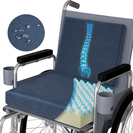 WANALIT Wheelchair Seat Cushion - Foam Positioning Support - Large Blue
