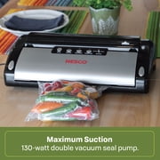 Nesco Vacuum Sealer Machine, Automatic Food Sealer With Accessory Port for Sealing Jars/Canisters, Built‑In Roll Storage & Cutter, Includes (2) 10 ft Rolls, For Pantry Storage & Preserving Leftovers