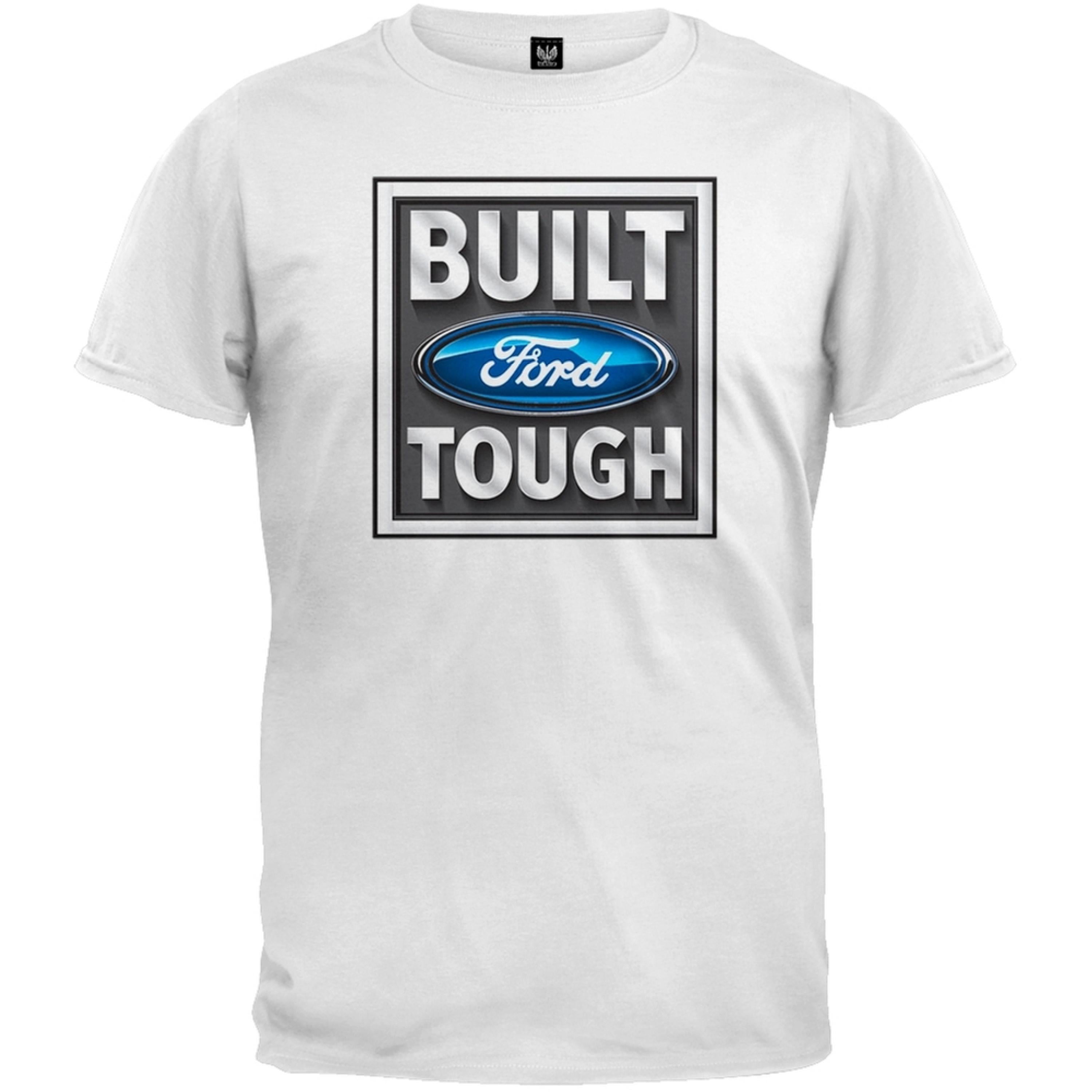 Tee Luv Built Ford Tough T-Shirt Distressed Ford Logo Deer Skull Shirt 