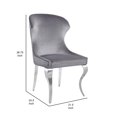 thumbnail image 5 of Cian 22 Inch Dining Chair Curved Cabriole Legs Gray Velvet Set of 2 - Saltoro Sherpi, 5 of 5