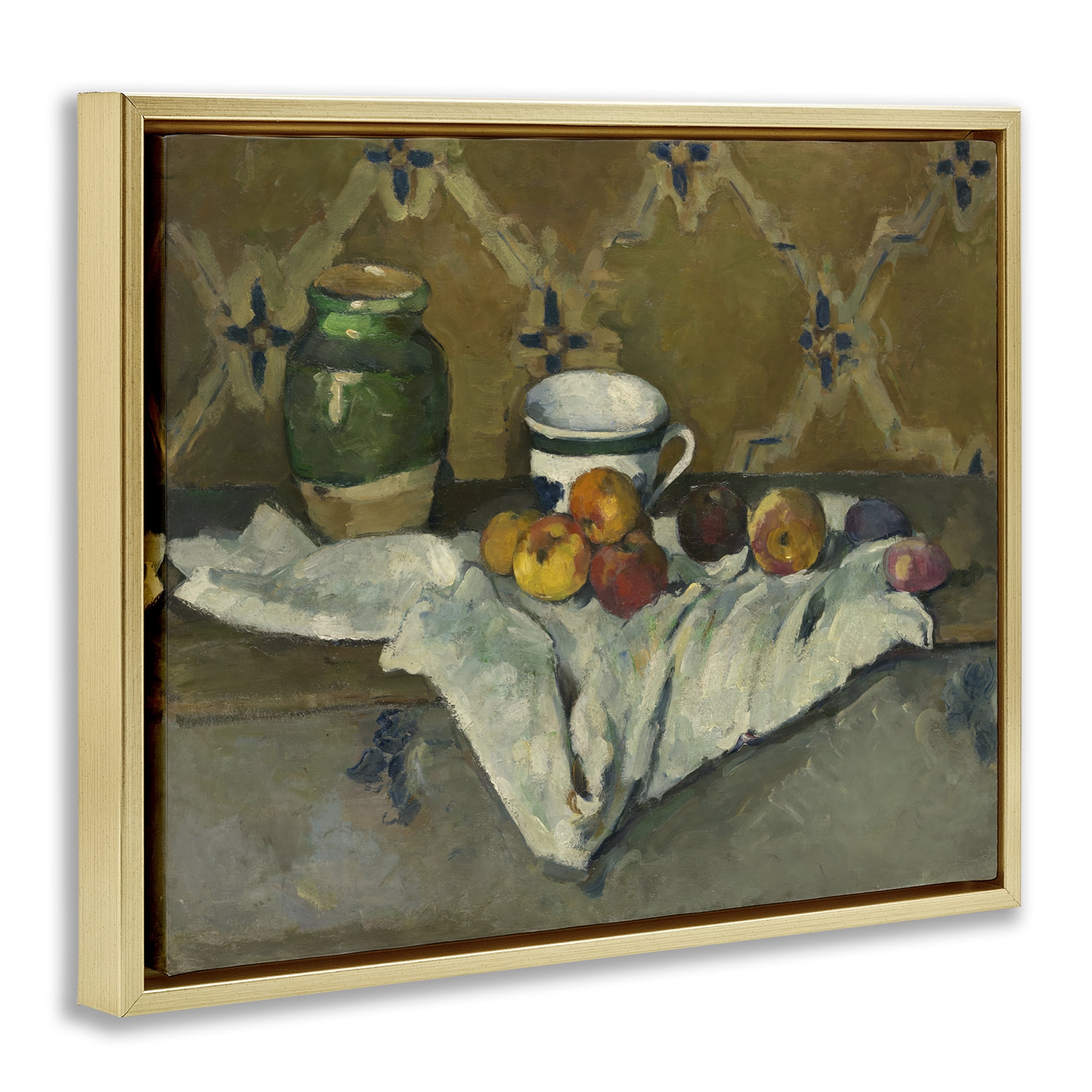 Stupell Industries Classical Cezanne Still Life Food & Beverage Painting Gold Floater Framed Canvas Art Print Wall Art, 21 x 17