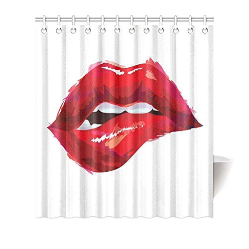 Mypop Decor Shower Curtain Sexy Red Lips Pattern Print 100 Polyester