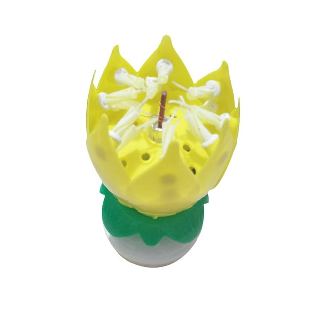 MesaSe New Double-deck Rotating Music Lotus Flower Candle For Birthday