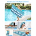 thumbnail image 5 of Beach Towel Moroccan Ombre Teal Blue Bath Pool Towels Abstract Wave Lines Absorbent Beach Towel Soft Large Quick Dry Lightweight Camping Travel Sports Yoga Gym Swim Towels for Adult 35x70 Inch, 5 of 9