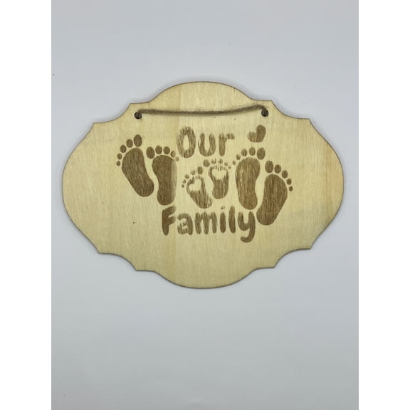 Custom Laser Engraved Decorative Wooden Hanging Sign - Family