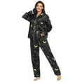 thumbnail image 4 of EIMELI Womens Satin Pajama Set Floral Dot Long Sleeve Button Down Sleepwear Long Pj, 4 of 5