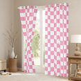 thumbnail image 3 of Homewish Geometric Plaid Black Out Curtains For Teens Boys Girls,Pink White Curtains Pack of 2 (42x63 Each),Vintage Aesthetic Bedroom Curtains,Super Cozy Room Decor, 3 of 6
