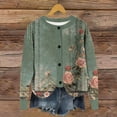 thumbnail image 2 of Sexlip Women’s Print Button Up Cardigan Sweater Jacket Floral Knit Fall Sweaters Cozy Long Sleeve Lightweight Coat Green XXL, 2 of 4