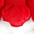 thumbnail image 6 of Baby Clothes Boy Baby Girl Clothes Velvet Solid Color Long Sleeve Romper Bodysuit For Christmas Party Wedding Holiday Boy 6 Month Boys 2t Gender Neutral Bodysuit Button Red 12-18 Months, 6 of 8